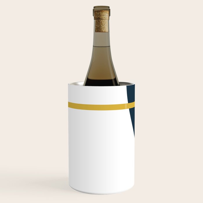 Fusion Minimalist Geometric Abstract in Mustard Yellow, Navy Blue, and White Wine Chiller Gallery Image 2