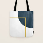 Fusion Minimalist Geometric Abstract in Mustard Yellow, Navy Blue, and White Tote Bag Gallery Image 1