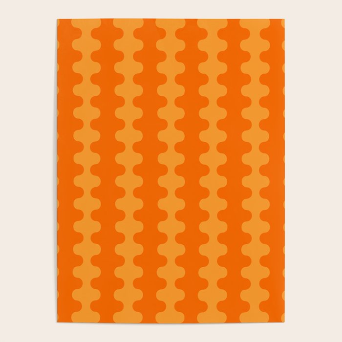 Fun Ogee A-Go-Go Pop Stripes Retro Contemporary Vertical Pattern in Double Orange Poster Gallery Image 4