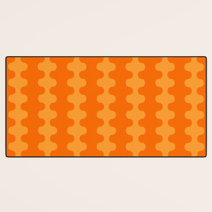 Fun Ogee A-Go-Go Pop Stripes Retro Contemporary Vertical Pattern in Double Orange Desk Mat Gallery Image 3