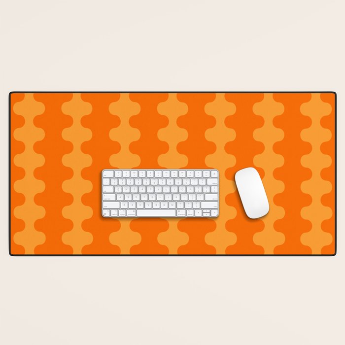 Fun Ogee A-Go-Go Pop Stripes Retro Contemporary Vertical Pattern in Double Orange Desk Mat Gallery Image 1