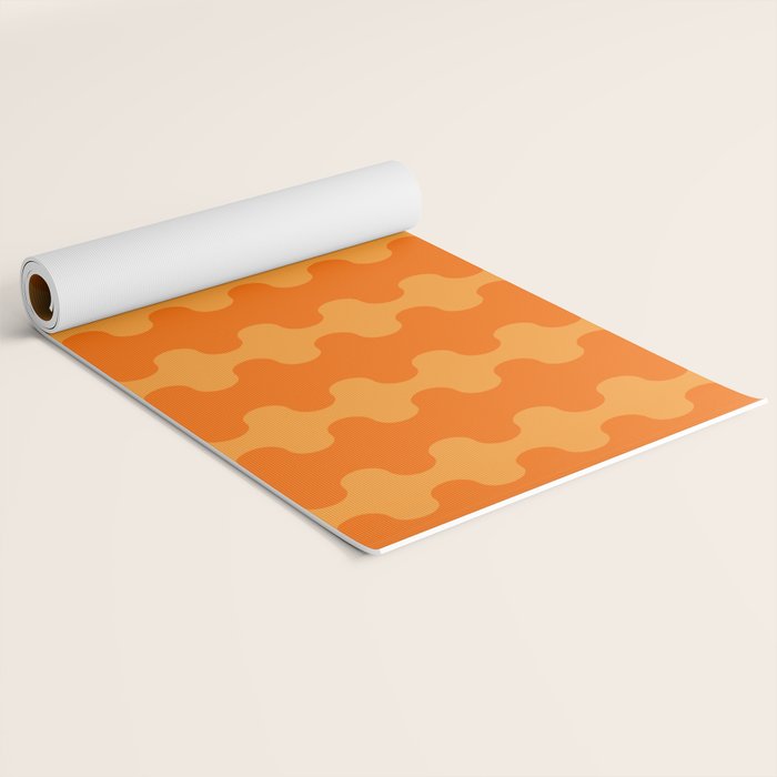 Fun Ogee A-Go-Go Pop Stripes Retro Contemporary Vertical Pattern in Double Orange Yoga Mat Gallery Image 2