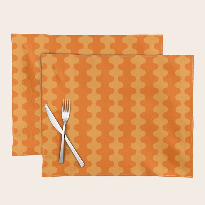 Fun Ogee A-Go-Go Pop Stripes Retro Contemporary Vertical Pattern in Double Orange Placemat Gallery Image 1