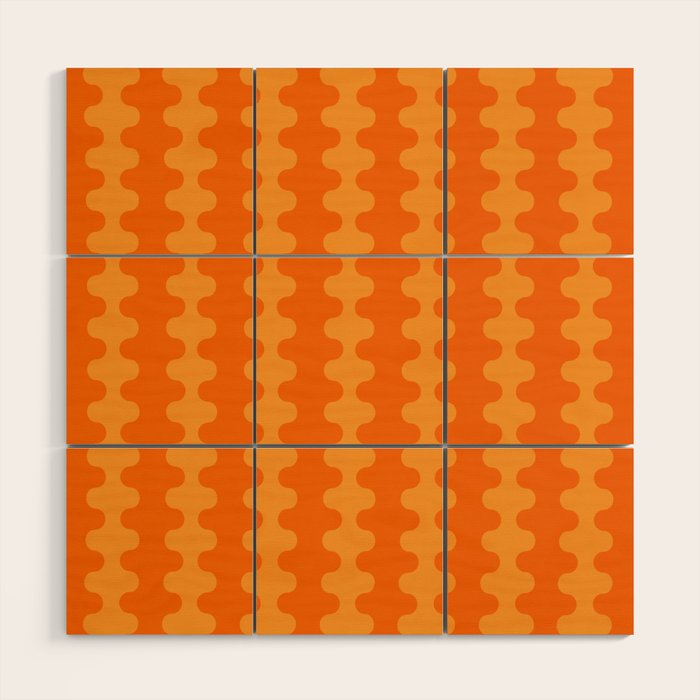 Fun Ogee A-Go-Go Pop Stripes Retro Contemporary Vertical Pattern in Double Orange Wood Wall Art Gallery Image 1