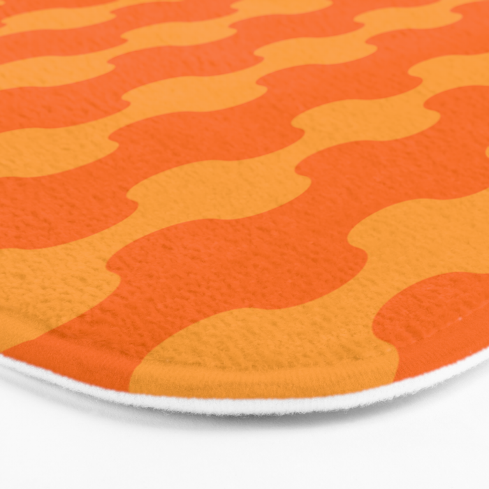 Fun Ogee A-Go-Go Pop Stripes Retro Contemporary Vertical Pattern in Double Orange Bath Mat Gallery Image 3