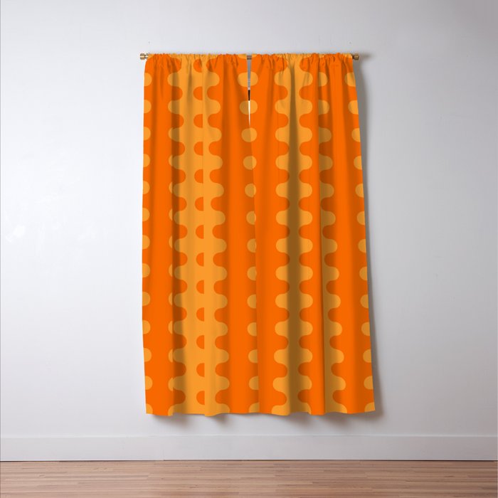 Fun Ogee A-Go-Go Pop Stripes Retro Contemporary Vertical Pattern in Double Orange Window Curtain Gallery Image 3
