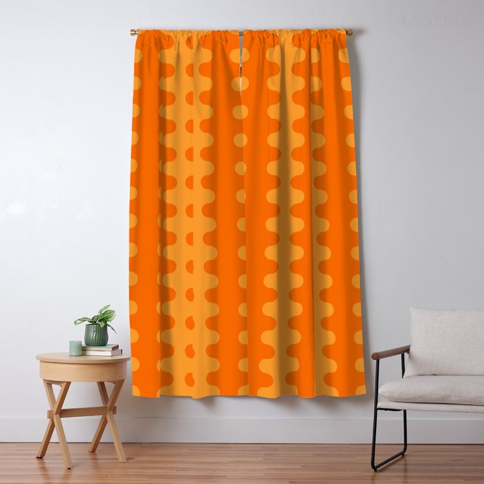 Fun Ogee A-Go-Go Pop Stripes Retro Contemporary Vertical Pattern in Double Orange Window Curtain Gallery Image 1
