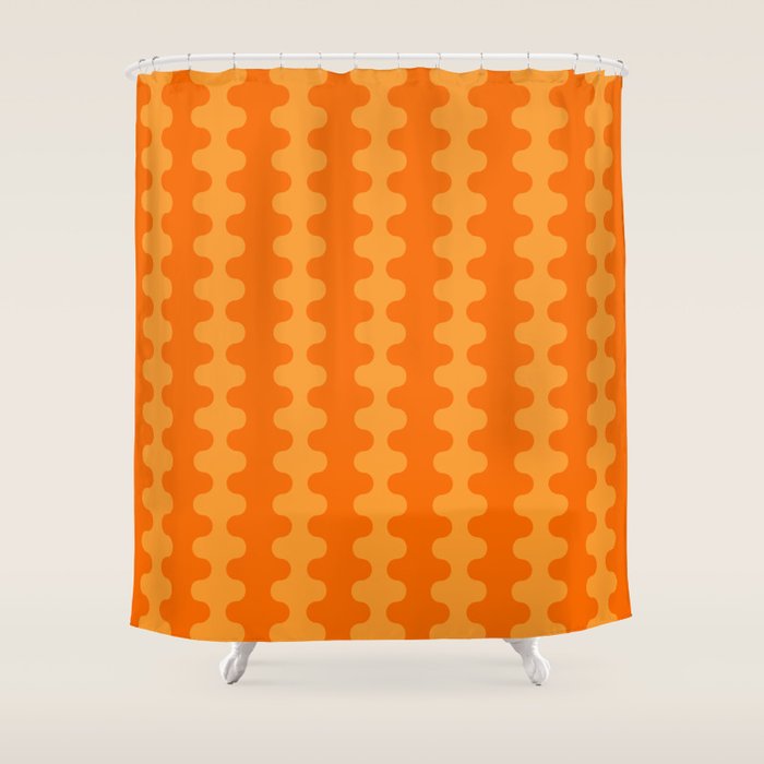 Fun Ogee A-Go-Go Pop Stripes Retro Contemporary Vertical Pattern in Double Orange Shower Curtain Gallery Image 1