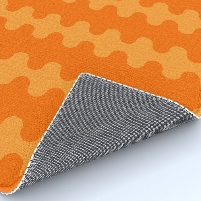 Fun Ogee A-Go-Go Pop Stripes Retro Contemporary Vertical Pattern in Double Orange Rug Gallery Image 4