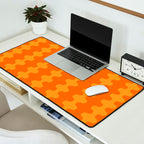 Fun Ogee A-Go-Go Pop Stripes Retro Contemporary Vertical Pattern in Double Orange Desk Mat Gallery Image 2