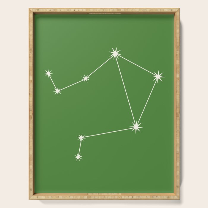 Libra Zodiac Star Constellation Line Art Kelly Green Serving Tray Gallery Image 1