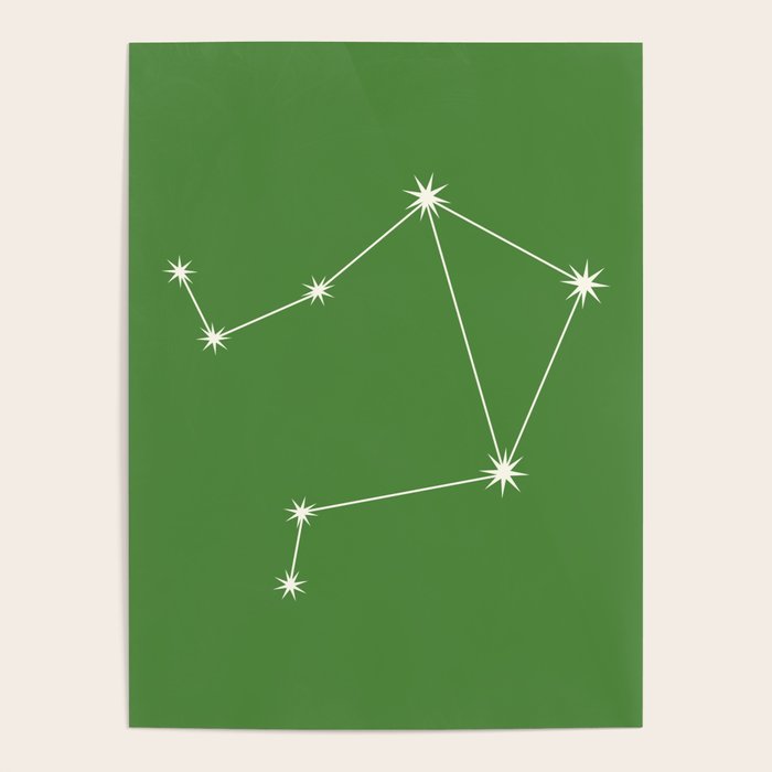 Libra Zodiac Star Constellation Line Art Kelly Green Poster Gallery Image 4
