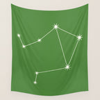 Libra Zodiac Star Constellation Line Art Kelly Green Wall Tapestry Gallery Image 4