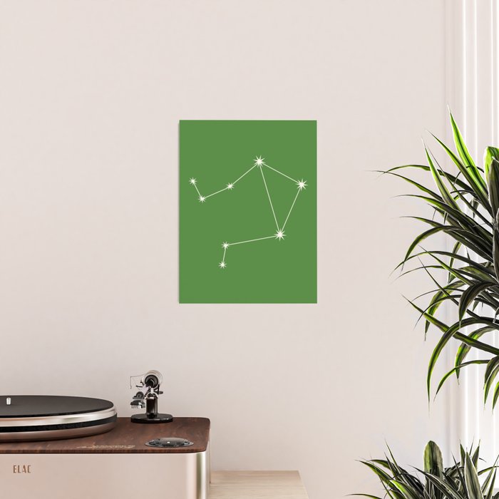 Libra Zodiac Star Constellation Line Art Kelly Green Poster Gallery Image 2