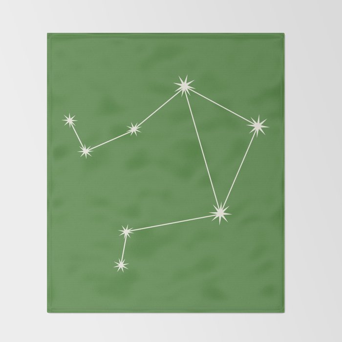 Libra Zodiac Star Constellation Line Art Kelly Green Throw Blanket Gallery Image 2