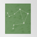 Libra Zodiac Star Constellation Line Art Kelly Green Throw Blanket Gallery Image 2