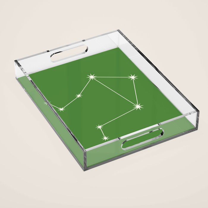 Libra Zodiac Star Constellation Line Art Kelly Green Acrylic Tray Gallery Image 1
