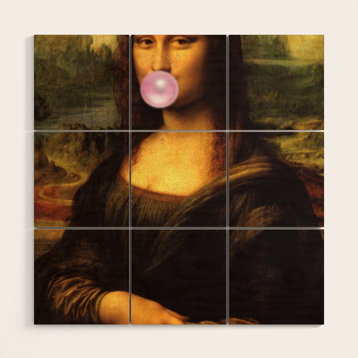 Mona Lisa Bubble Gum Wood Wall Art Gallery Image 1