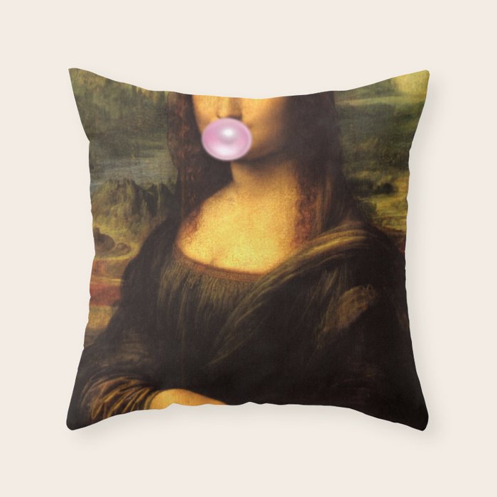 Mona Lisa Bubble Gum Throw Pillow Gallery Image 6