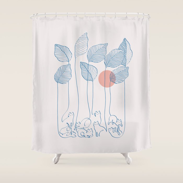 Cat and Plant 40 Shower Curtain Gallery Image 1