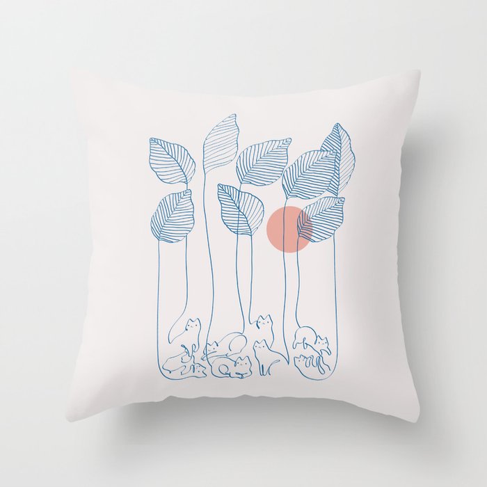 Cat and Plant 40 Throw Pillow Gallery Image 1