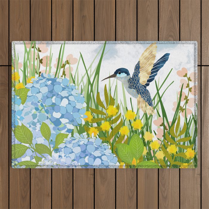 Hummingbird Summer Garden Outdoor Rug Gallery Image 1