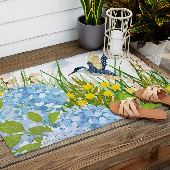 Hummingbird Summer Garden Outdoor Rug Gallery Image 2