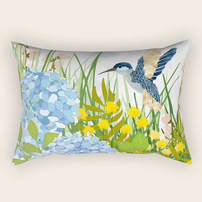 Hummingbird Summer Garden Rectangular Pillow Gallery Image 1