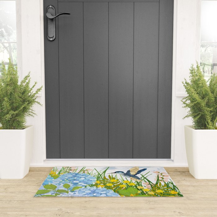 Hummingbird Summer Garden Welcome Mat Gallery Image 3