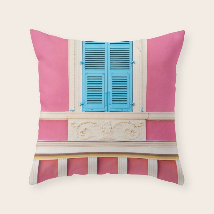 Window in Nice, France - Architecture, Travel Photography Throw Pillow Gallery Image 1