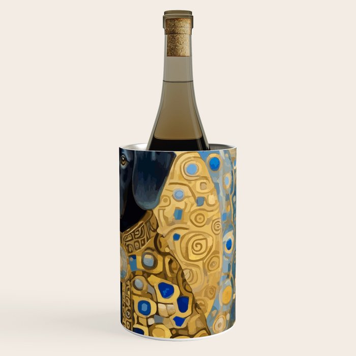 Gustav Klimt Style Black Dog with Blue and Gold Coat Wine Chiller Gallery Image 3