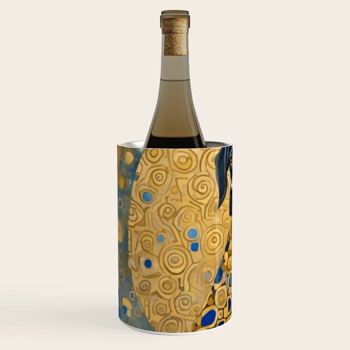 Gustav Klimt Style Black Dog with Blue and Gold Coat Wine Chiller Gallery Image 2