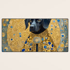Gustav Klimt Style Black Dog with Blue and Gold Coat Desk Mat Gallery Image 3
