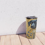 Gustav Klimt Style Black Dog with Blue and Gold Coat Travel Mug Gallery Image 4