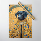 Gustav Klimt Style Black Dog with Blue and Gold Coat Wrapping Paper Gallery Image 1