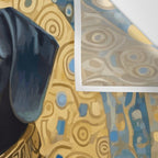 Gustav Klimt Style Black Dog with Blue and Gold Coat Wall Tapestry Gallery Image 3