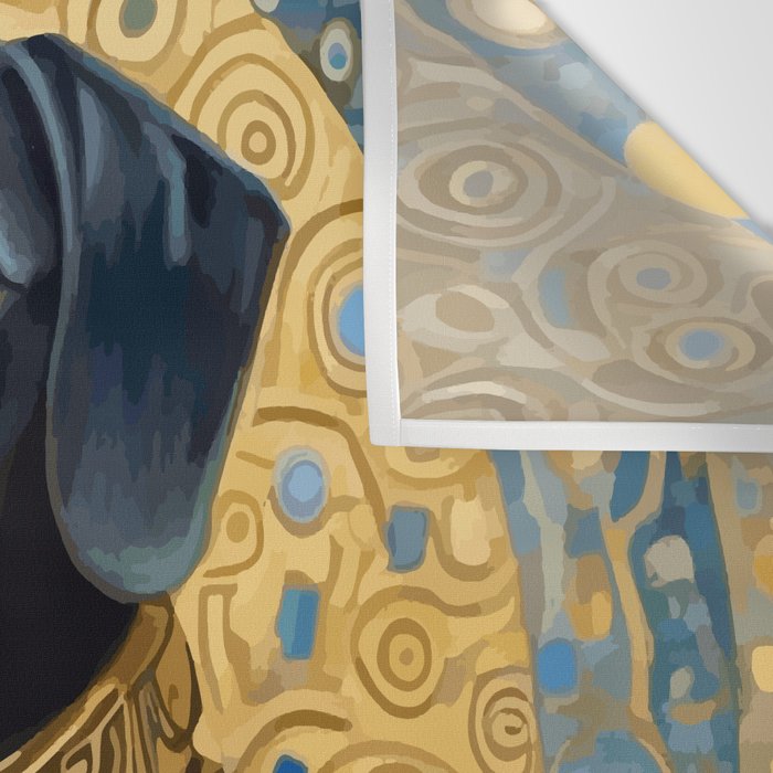 Gustav Klimt Style Black Dog with Blue and Gold Coat Wall Tapestry Gallery Image 3