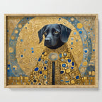 Gustav Klimt Style Black Dog with Blue and Gold Coat Serving Tray Gallery Image 1