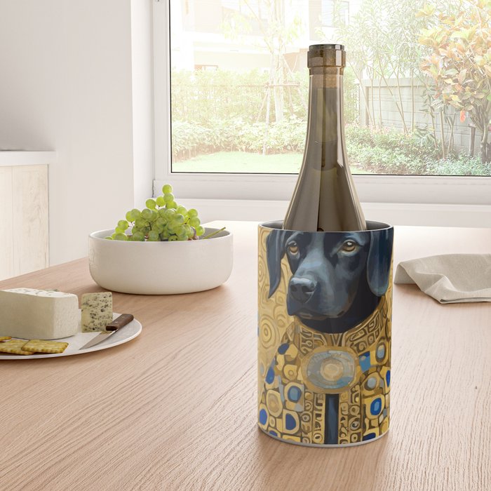 Gustav Klimt Style Black Dog with Blue and Gold Coat Wine Chiller Gallery Image 4