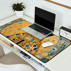 Gustav Klimt Style Black Dog with Blue and Gold Coat Desk Mat Gallery Image 2
