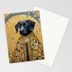 Gustav Klimt Style Black Dog with Blue and Gold Coat Stationery Card Gallery Image 2