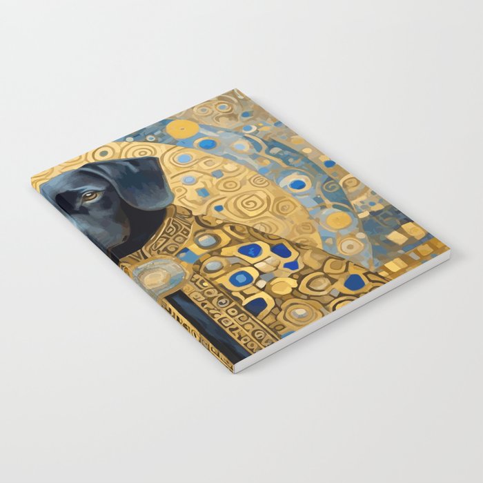 Gustav Klimt Style Black Dog with Blue and Gold Coat Notebook Gallery Image 2