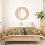 Gustav Klimt Style Black Dog with Blue and Gold Coat Duvet Cover Gallery Image 3