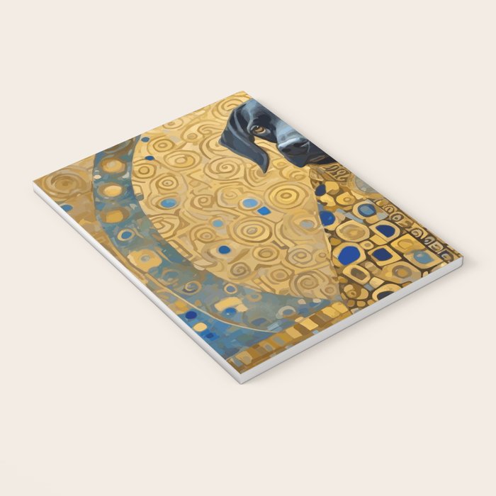 Gustav Klimt Style Black Dog with Blue and Gold Coat Notebook Gallery Image 3
