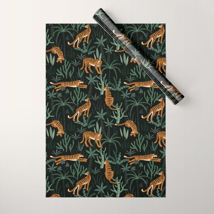 Evening Prowl, Tiger Prints Wrapping Paper Gallery Image 1