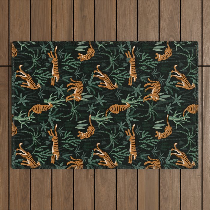 Evening Prowl, Tiger Prints Outdoor Rug Gallery Image 1