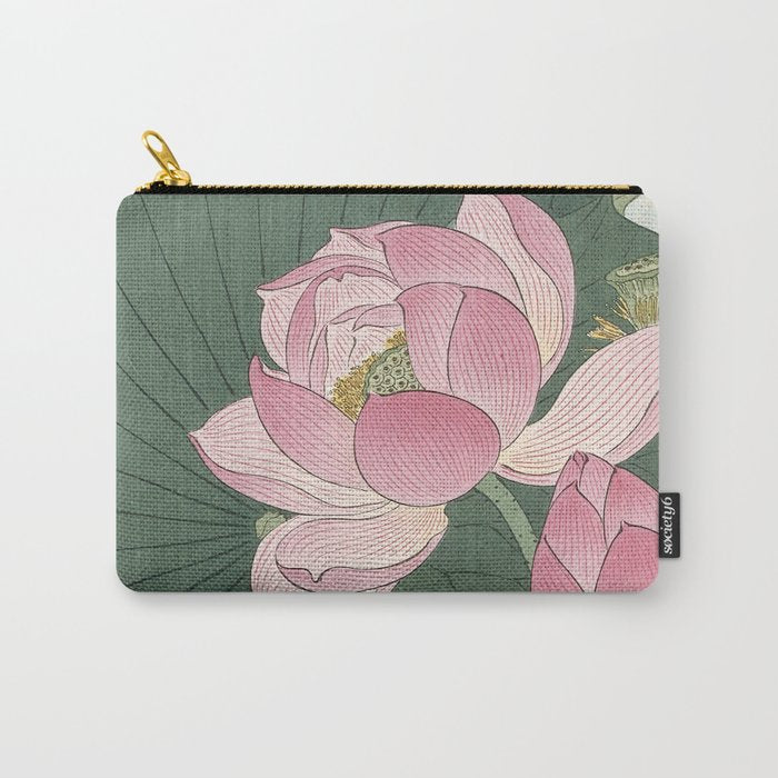 Flowering lotus flowers, Ohara Koson Carry All Pouch Gallery Image 1