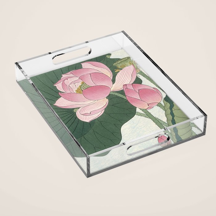 Flowering lotus flowers, Ohara Koson Acrylic Tray Gallery Image 1