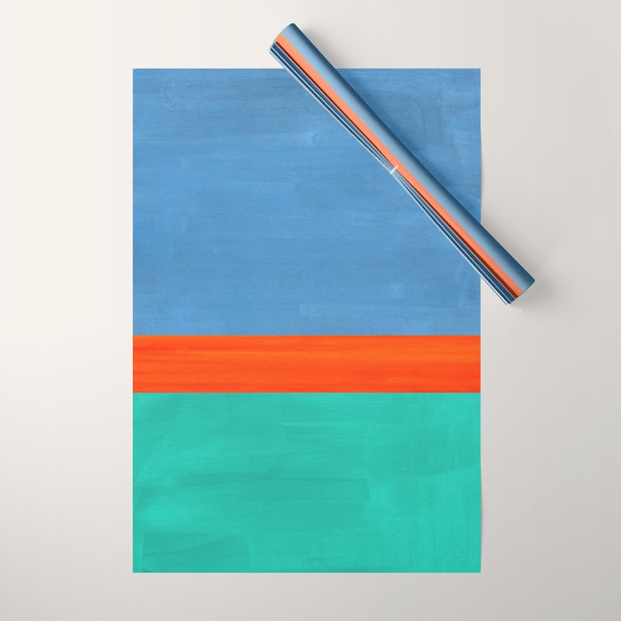 Orange Ocean Sun Wrapping Paper Gallery Image 1