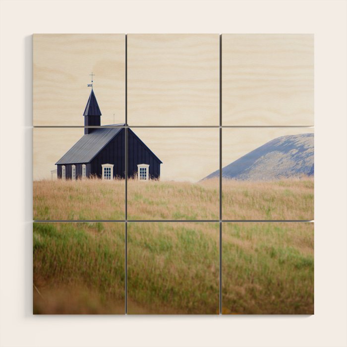 The Little Black Church - Iceland Landscape Photography Wood Wall Art Gallery Image 1